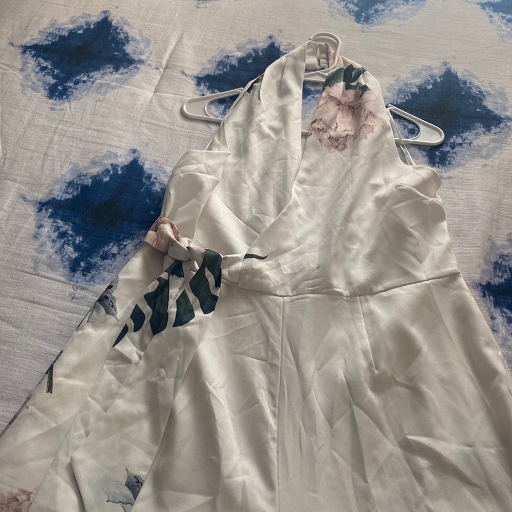 Off white floral halter jumpsuit